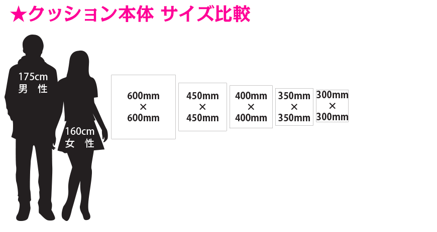 クッション本体サイズ比較